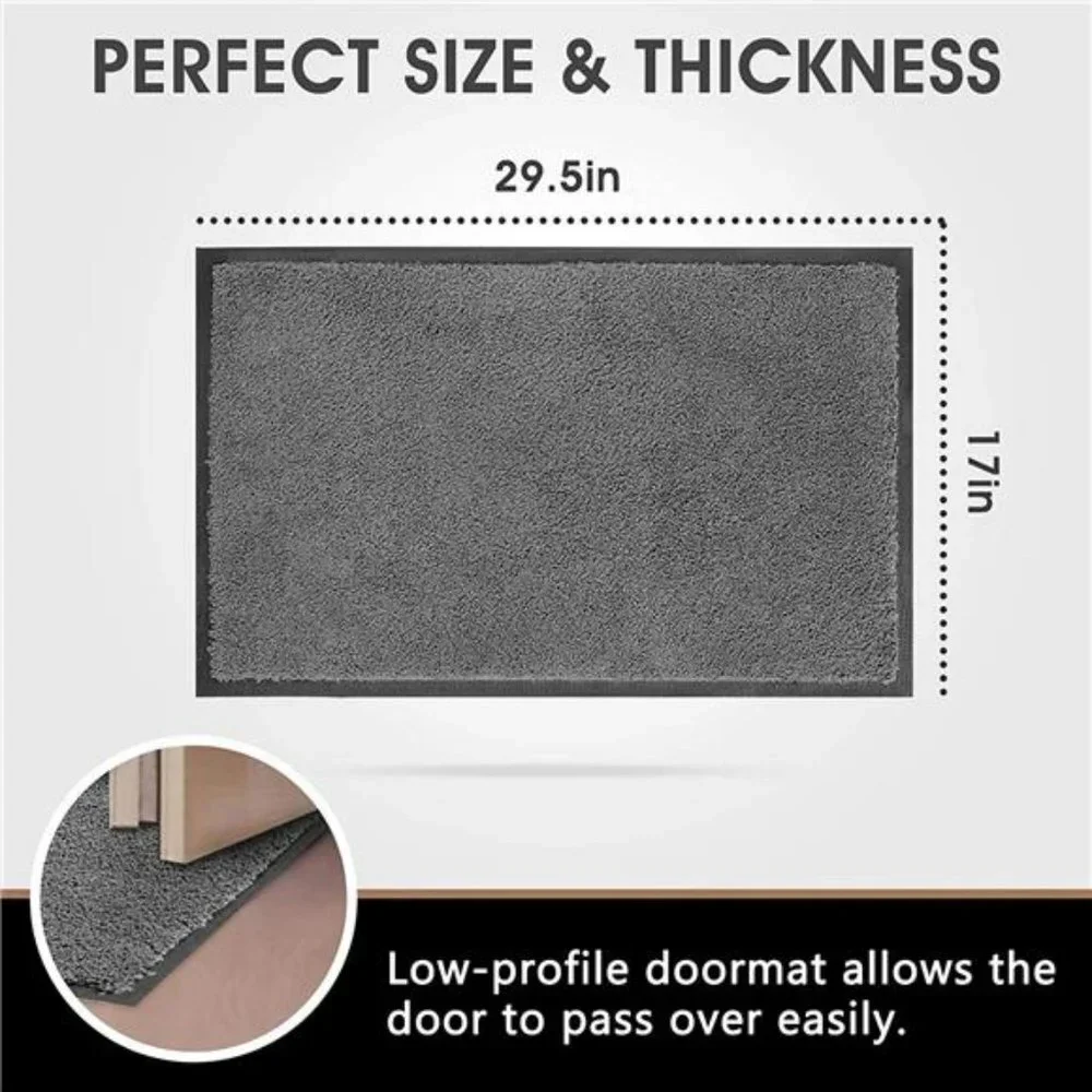 Microfiber Door Mat - Entryway Welcome Rug 29.5”x17” Grey